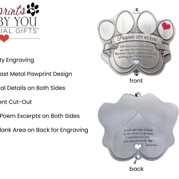 Pet Memorial Wind Chime, Pawprints Left by You, NWT - Picture 5 of 5